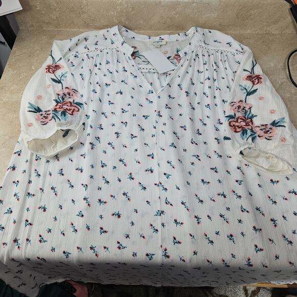 Umgee women’s SZ L Boho Peasant Tunic Top Cottagecore Fairy Bloomcore Embroidery - Picture 8 of 9